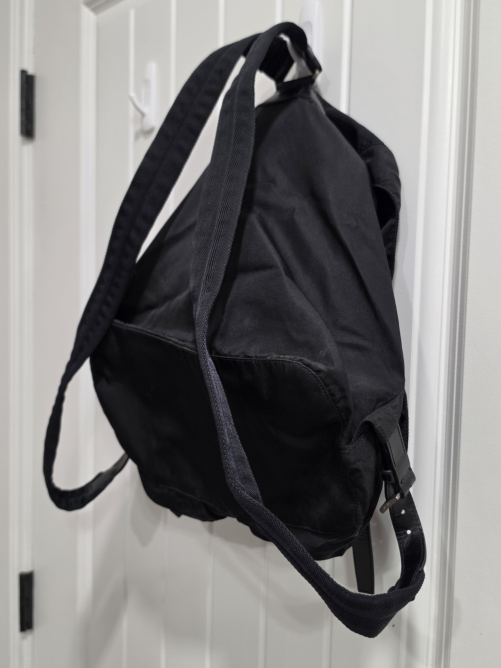 Prada Black Nylon Flap Backpack with Dual Front Buckle Pockets - Picture 2 of 16